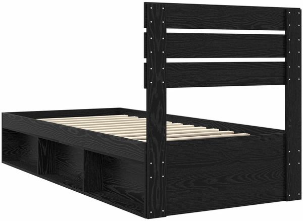 vidaXL Bettrahmen Schwarz 75 x 190 cm Massives Kiefernholz 3411472 Bild 9