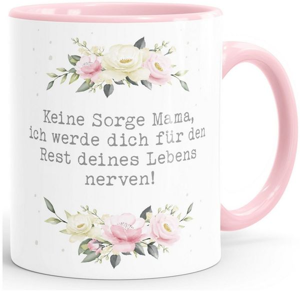 MoonWorks Tasse Kaffee-Tasse Geschenk für Mama Spruch lustig Muttertagssprüche Blumen, Keramik