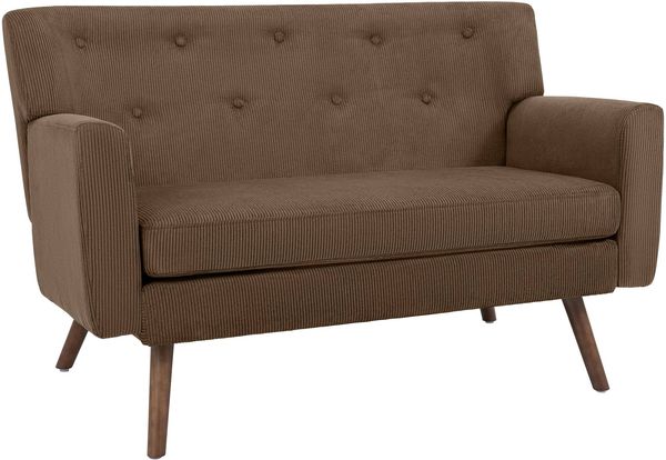 CLP Sofa Kioni Cordbezug 2-Sitzer komfortabel gepolstert bis 240 kg belastbar,dunkelbraun