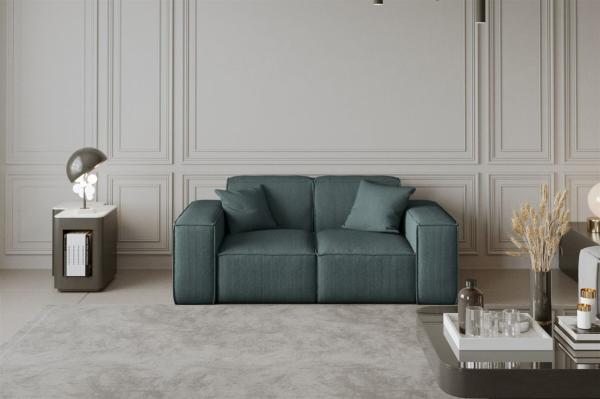 Sofa Designersofa CELES 2-Sitzer in Stoff Scala Petrol