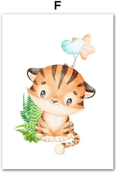 Poster Kinderzimmer Dschungel Tiere · Kinderzimmer Bilder · Wand Deko · Kunst Druck · Deko Print · ohne Rahmen - F / 15x20 cm Bild 8
