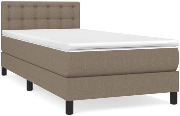 vidaXL Boxspringbett mit Matratze Taupe 100x200 cm Stoff 3140357
