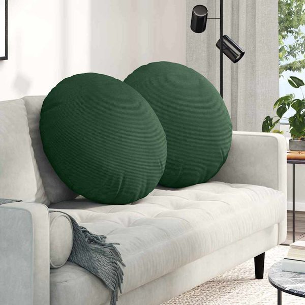 vidaXL Sitzkissen 2 pcs Dunkelgrün Ø60 x 21 cm Cordstoff 42014228