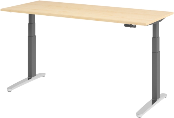 bümö elektrisch höhenverstellbarer Schreibtisch 180x80 cm mit Memory-Steuerung - Design Schreibtisch höhenverstellbar elektrisch, elektrischer Schreibtisch Ahorn, Gestell graphit/alu, XBHM19-3-GC