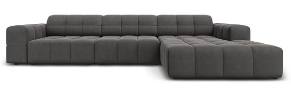 Micadoni Ecksofa Jennifer 4-Sitzer Rechts Samt Grau