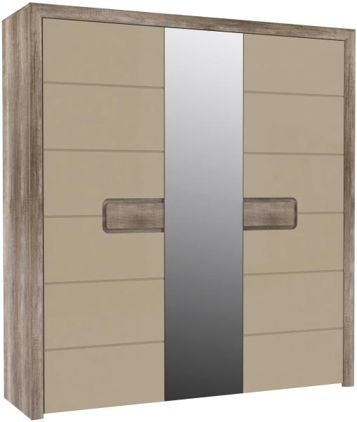 FORTE Tiziano Kleiderschrank, Holzwerkstoff, Braun/Beige, 203,4 x 218,9 x 60,2 cm