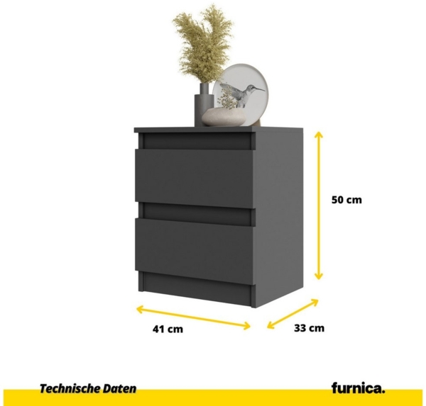 Furnica Nachttisch 2er-Set - BIG G - Nachtschrank mit 2 Schubladen H50cm B41cm T33cm (2er-Set) Bild 3