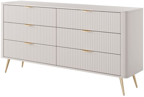 yourhouse24 Kommode mit Schubladen 163 cm LANTE 6S beige/gold, schwarz
