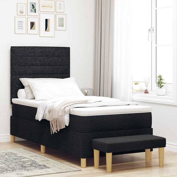 vidaXL Boxspringbett mit Kopfteil Schwarz 200 x 90 cm Stoff 3344186