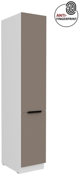Küchen Hochschrank 40 cm Küche ARIA Sandgrau ultra matt + Weiss matt, hochwertige Fronten mit Anti Fingerprint Beschichtung Küchenzeile Küchenblock