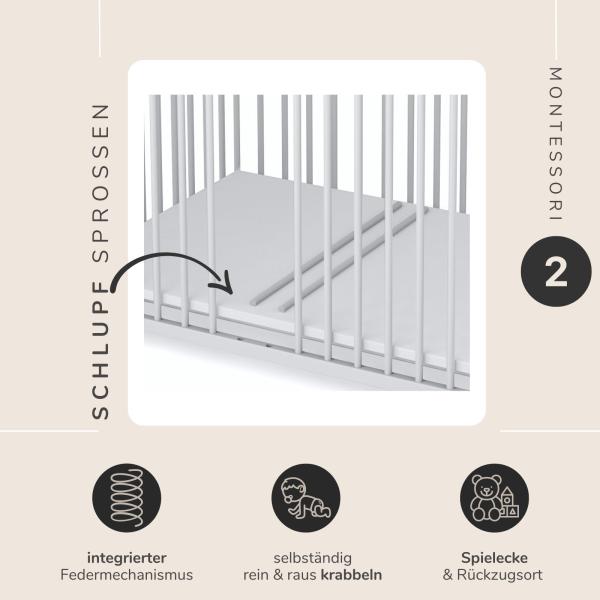 Sämann® Laufgitter 120x120 cm mit Schlupfsprossen, grau ohne Matratze 2 Stück Bild 3