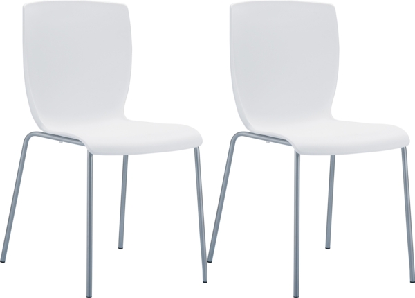 CLP 2er Set Bistrostühle Mio mit Aluminiumgestell und Kunststoffsitz,weiß