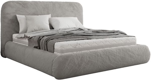 Bett mit Stauraum Polsterbett BENEA CLASSIC, Doppelbett mit Lattenrost Gepolstertes Kopfteil Gasdruckfeder Schlafzimmerbett - 160 x 200 cm - Hellgrau Plüsch Bild 5