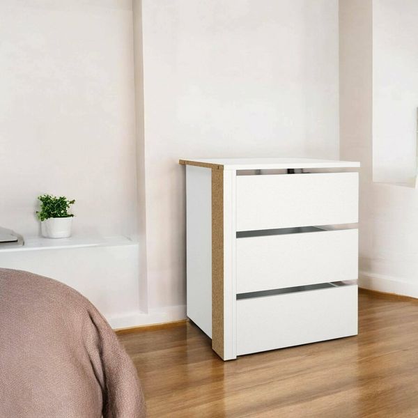 Dmora - Kommode Valentine, Mehrzweckkommode, Schlafzimmerkommode, Schrank mit Schubladen, 57x55 h70 cm, Weiß