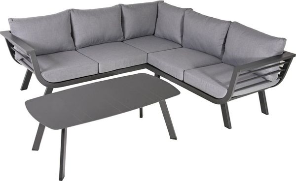 Lounge-Gruppe Aurelia aus Alu, dunkelgrau / Polyester, grau