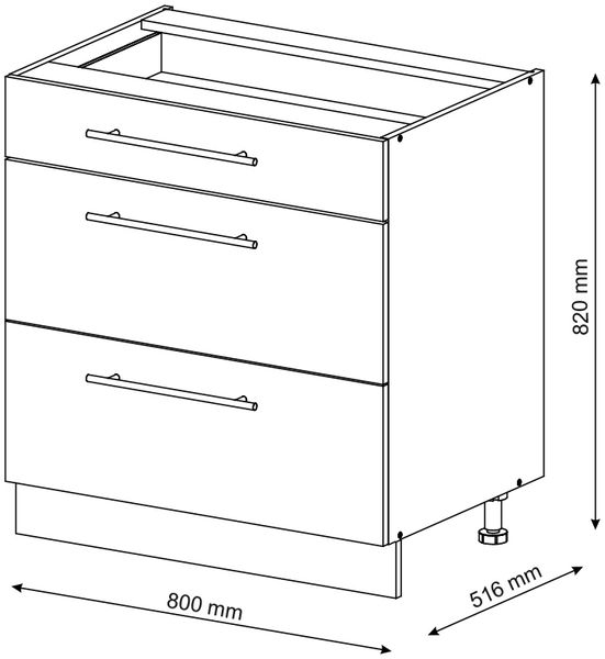 Küchenunterschrank Fame-Line Grün-Gold Landhaus 80 cm mit 3 Schubladen, ohne Arbeitsplatte Vicco Bild 3