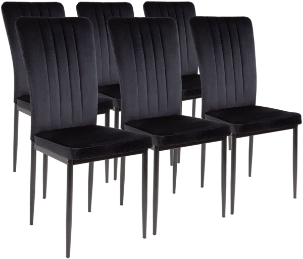 Albatros Esszimmerstühle mit Samt-Bezug 6er Set MODENA, Schwarz - Stilvolles Vintage Design, Eleganter Polsterstuhl am Esstisch - Küchenstuhl oder Stuhl Esszimmer mit hoher Belastbarkeit