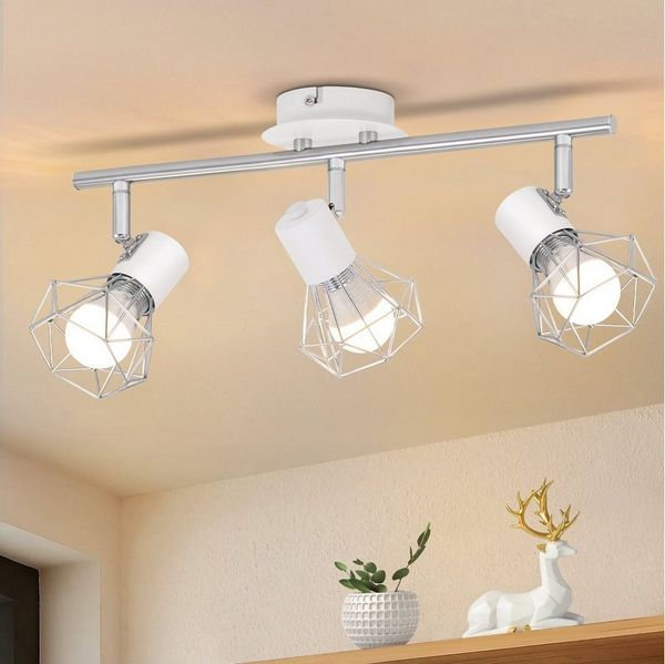ZMH Deckenleuchten 3/4 Flammig Deckenspots - Weiß/Schwarz Retro Schwenkbar Flur, Augenschutz, LED fest integriert, Schwenkbar 350° Spotleuchte Schlafzimmer