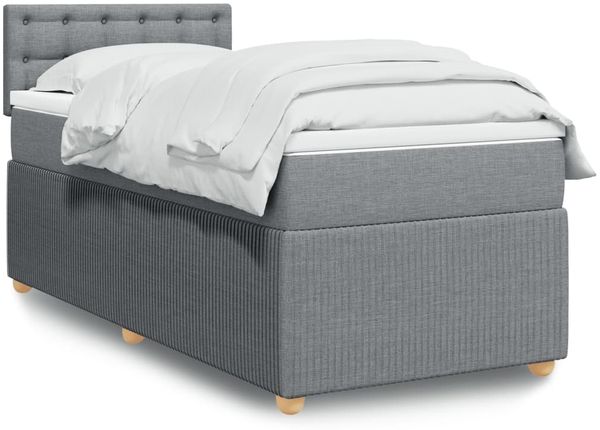 vidaXL Boxspringbett mit Matratze Hellgrau 100x200 cm Stoff 3287381