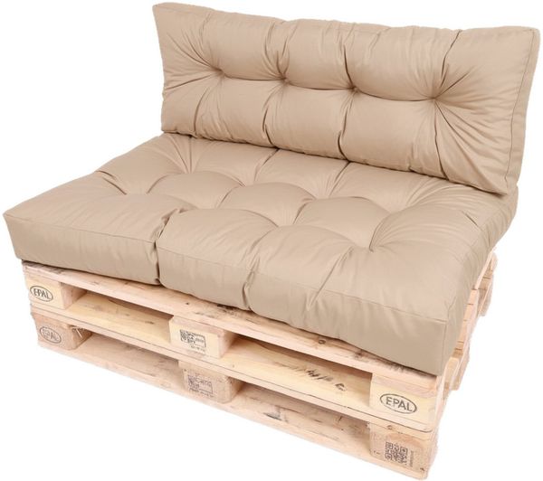 TexDeko Palettenkissen TexDeko Garden 2-TLG Palettenkissen-Set wasserabweisend gesteppt, 1x Palettenkissen (Sitzkissen) + 1x Rückenkissen, Premium Qualität