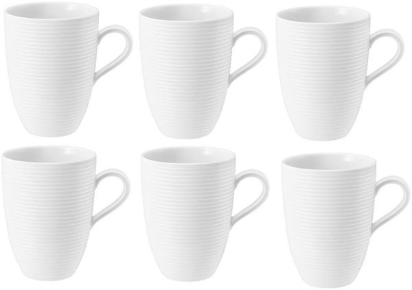 Seltmann Weiden Becher Seltmann Weiden Beat weiß Becher mit Henkel 6er Set, Porzellan