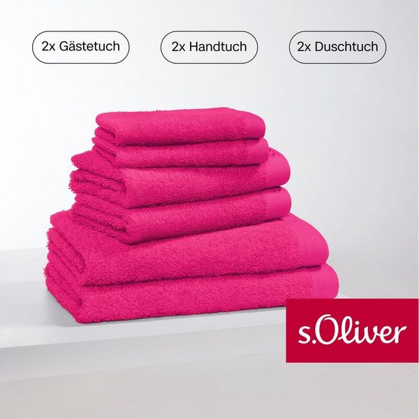 s.Oliver Handtuch Set s.Oliver, Premium Qualität, 600 gr/m², Walkfrottier (Set, 6-St), 2 Gästetücher 30x50, 2 Handtücher 50x100, 2 Duschtücher 70x140