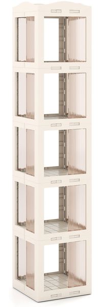 360° Drehbares Bücherregal Klappbares Standregal Transparenter Büroregal 36,5 x 36 x 174 cm Weiß