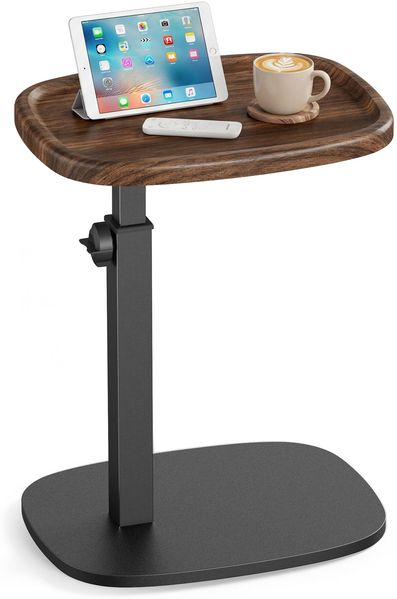 VASAGLE Beistelltisch C-Form, Sofatisch, Couchtisch für kleine Räume, Wohnzimmertisch höhenverstellbar, Wohnzimmer Schlafzimmer, 30 x 40 x 69 cm, walnussfarben-tintenschwarz LET363M101