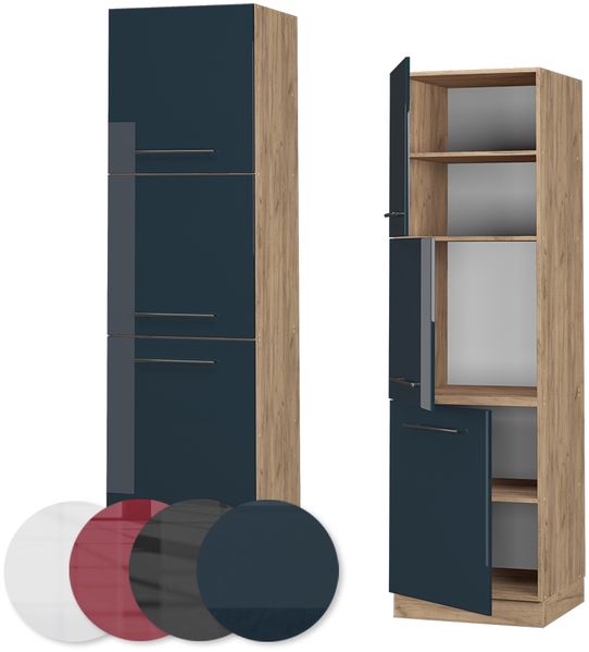 Herdumbauschrank Fame-Line Dunkelblau Hochglanz 60 cm Vicco Bild 5