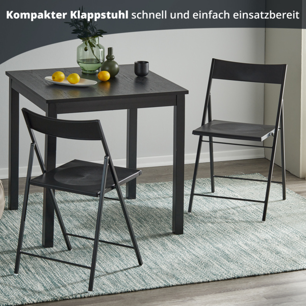 KHG 6er Set Klappstühle Faltstuhl schwarz Kunststoff, Esszimmerstuhl Metallgestell faltbar, platzsparend, leicht, Gästestuhl, Bürostuhl, Beistellstuhl Bild 2