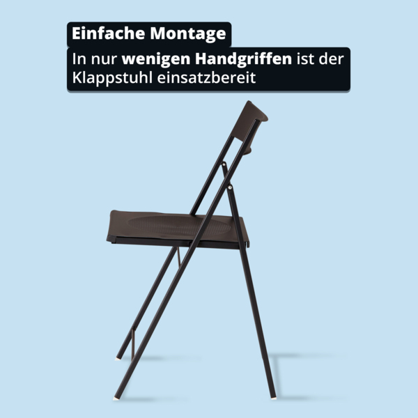 KHG 6er Set Klappstühle Faltstuhl schwarz Kunststoff, Esszimmerstuhl Metallgestell faltbar, platzsparend, leicht, Gästestuhl, Bürostuhl, Beistellstuhl Bild 6