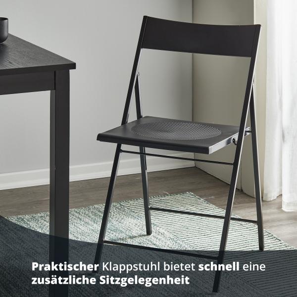 KHG 6er Set Klappstühle Faltstuhl schwarz Kunststoff, Esszimmerstuhl Metallgestell faltbar, platzsparend, leicht, Gästestuhl, Bürostuhl, Beistellstuhl Bild 3