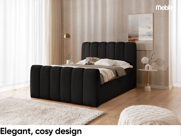 MEBLINI Boxspringbett NOMADE 180x200 cm mit Bettkasten – H3/Schwarz Boucle Polsterbett - Doppelbett mit Topper & Bonellfederkern-Matratze Bild 2