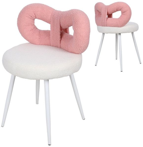 Rutaqian Stuhl Schminkhocker mit Bowknot Rückenlehne,Make-Up Stuhl, Einstellbare Fuß Pads,Armless,Dressing Stuhl Seite Tisch Sitz