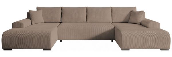 storez24 Ecksofa Ellen U, mit Bettkasten und Schlaffunktion, Cordstoff, U-Form, bequem