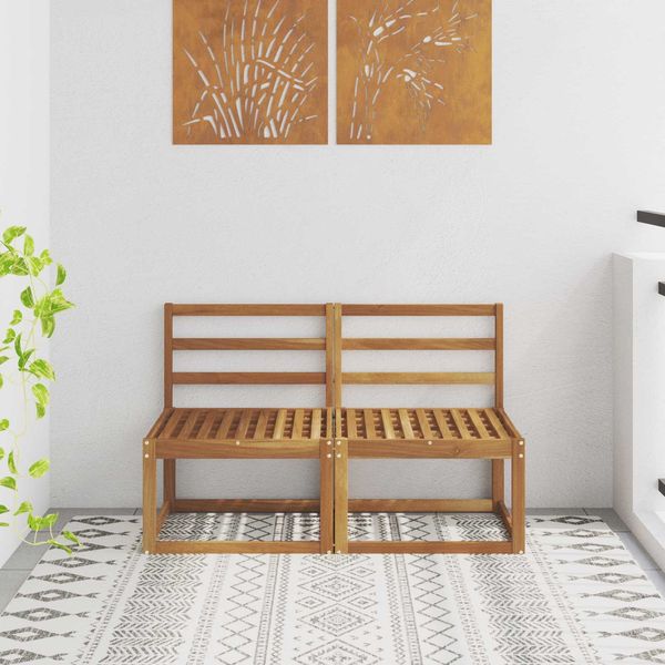 vidaXL 2 Stück Outdoor Mittelsofa Massivholz Akazie Natur 900458