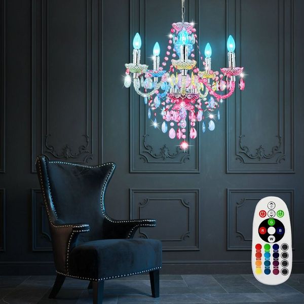 GLOBO LIGHTING Kronleuchter, Leuchtmittel inklusive, Warmweiß, Farbwechsel, Hänge Lampe Kronleuchter Luster dimmbar Fernbedienung