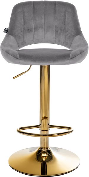 CLP 2er Set Barhocker Milet Samtbezug höhenverstellbar drehbar mit Rückenlehnen,dunkelgrau Metall gold Bild 4