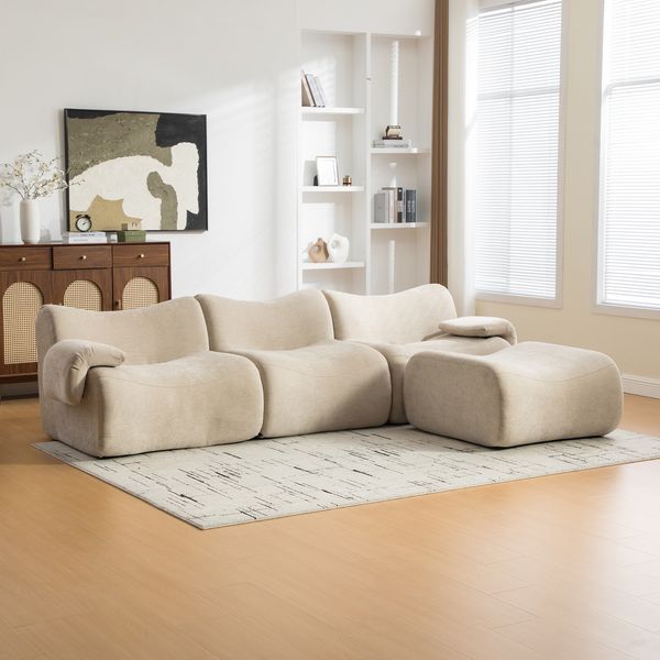 YakoHome Modulsofa Hellkhaki 284,5x181x72,5 cm – Sofort nutzbares Modulsofa mit Anti-Pilling-Chenille, perfekt für entspannte Stunden