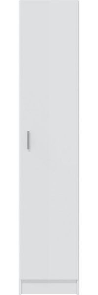 Habitdesign, Mehrzweckschrank mit 1 Drehtür – schmaler Hochschrank in Mattweiß, modernes Säulendesign für Flur, Bad oder Büro, Maße: 37 x 182 x 37 cm (B x H x T)