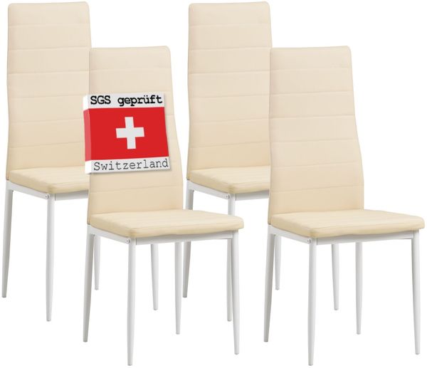 Albatros Esszimmerstühle MILANO 4er, Beige - Polsterstuhl mit Kunstleder-Bezug, Modernes Stilvolles Design am Esstisch - Küchenstuhl oder Stuhl Esszimmer mit hoher Belastbarkeit bis 110kg