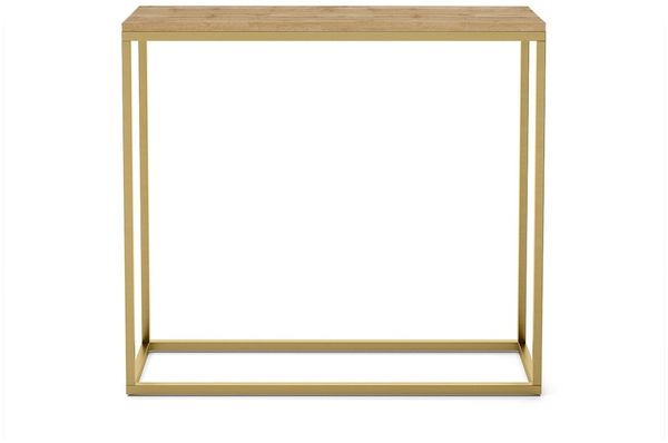 Bettso 'Well' Konsole mit Gold Gestell, Holzwerkstoff Wotan Eiche, 80 x 25 x 80 cm