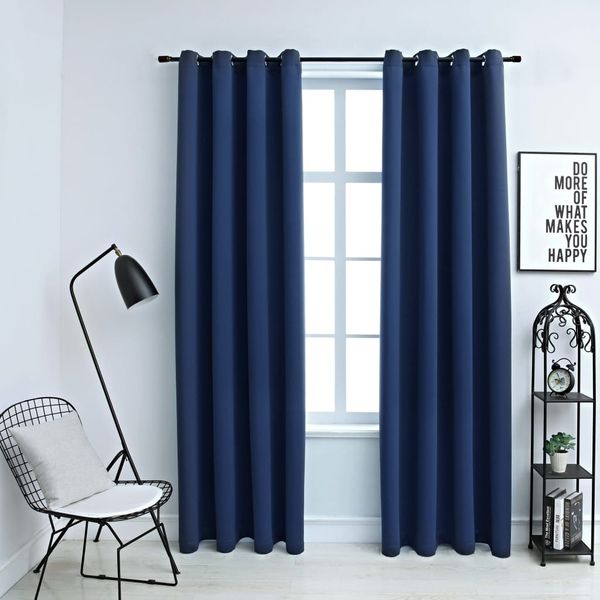 vidaXL Verdunkelungsvorhänge mit Metallösen 2 Stk. Blau 140x225cm 134451