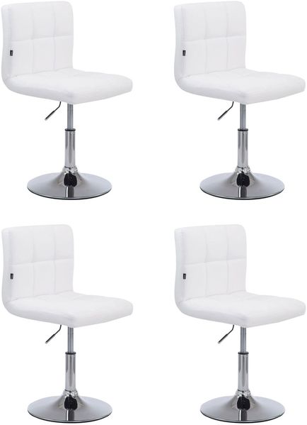CLP 4er Set Lounger Palma V2 Kunstleder Lounger höhenverstellbar und drehbar, weiß