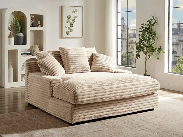 Vente-unique - ESARTO Chaise longue SamtStoff Puderrosa - B 168 cm x H 95 cm x L 163 cm