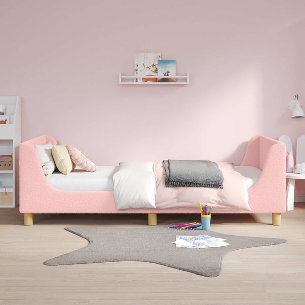 vidaXL Kinderbettgestell mit Kopfteil Rosa 90 x 190 cm Schafstoff 42010875