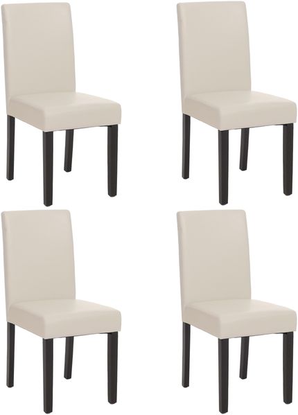 4er-Set Esszimmerstuhl Stuhl Küchenstuhl Littau ~ Kunstleder, weiß dunkle Beine