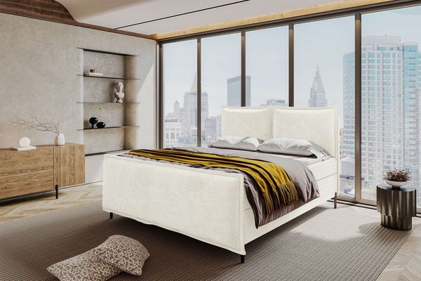 99rooms Vero Plus Boxspringbett 160x200 cm Cordstoff POSO Creme