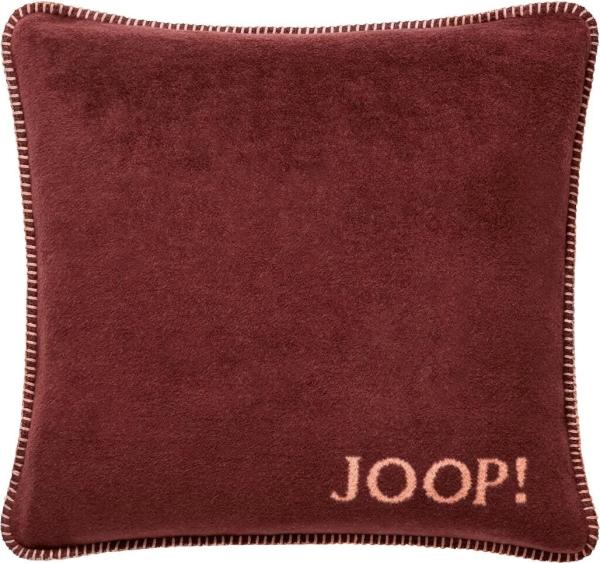 JOOP Uni Kissen Doubleface|50x50 cm Dekokissen gefüllt| Bordeaux-Orange