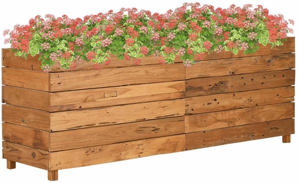 vidaXL Hochbeet 150x40x55 cm Teak Altholz und Stahl 47426